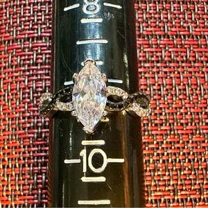 Fragrant Jewels Marquise Crystal Ring with Black Accents